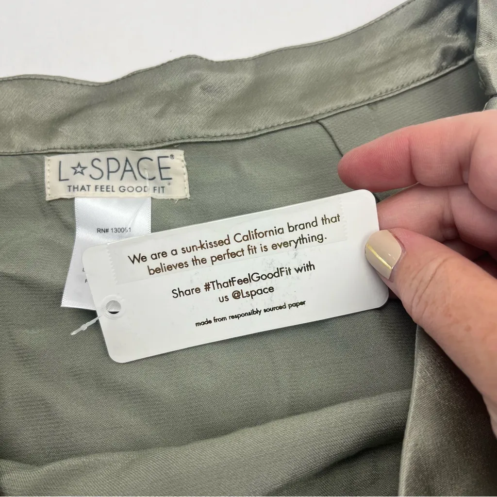 L*Space Delta Metallic Skirt Mini With Slit‎ Light Olive Size Large Womens NEW - Image 5