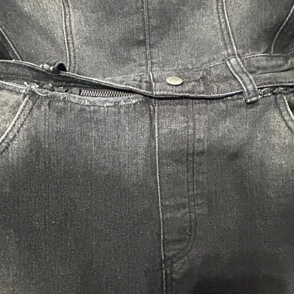 NEW Jaded London Liberty 2 In 1 Detachable Denim Black Midi Dress Large 12 Goth - Image 11