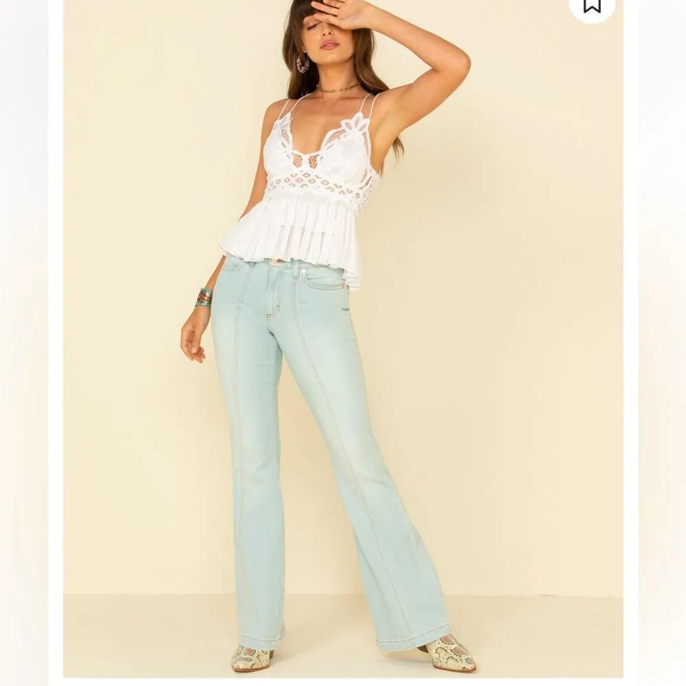 Free People Women’s S Adella Ruffle Lace Cami‎ Tank Top White Coquette Summer - Image 10