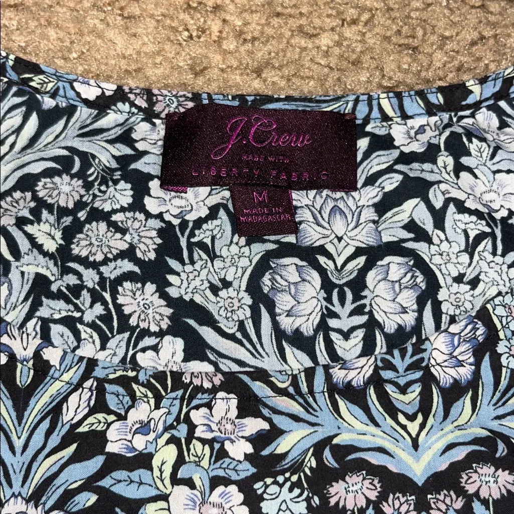 J. Crew‎ Liberty Fabric Sambourne Floral Ruffle Puff Sleeve Blouse Medium - Image 8