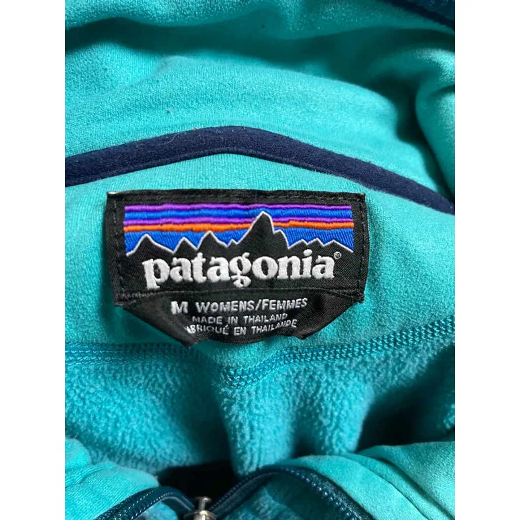 Women's Patagonia Teal Navy Fleece Jacket M - Image 3