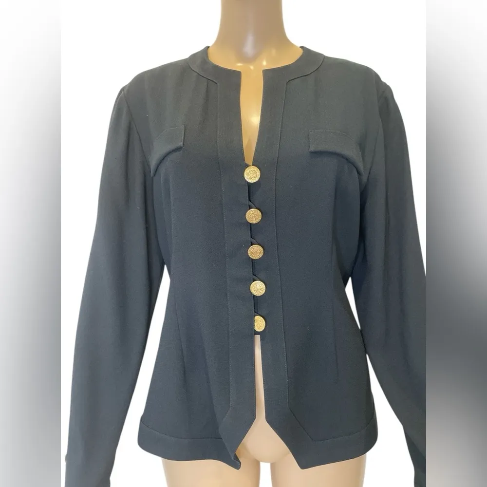 Le Crillon Elegant Black Women's Jacket size 8 - Image 2