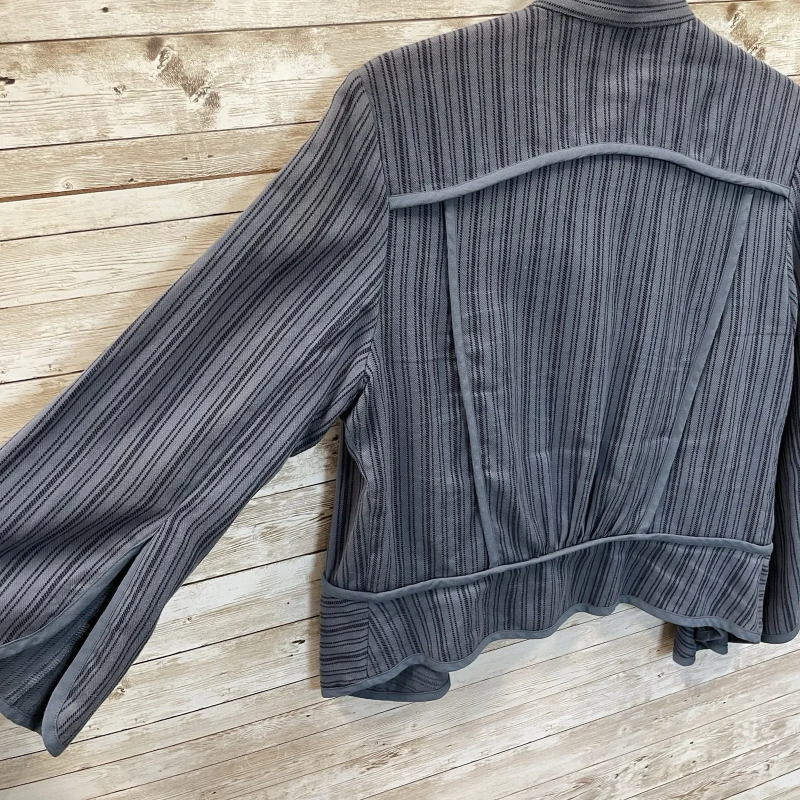 CAbi Womens S Cardigan‎ Jacket #870 Cascade Blue Striped Open Front 3/4 Sleeve - Image 11