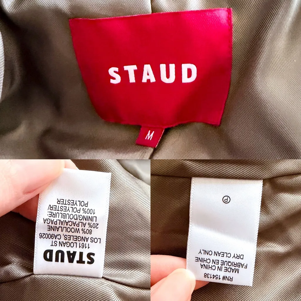 Staud Dakota Wool Alpaca Wrap Coat Shawl Sergeant Green Medium NWT - Image 10