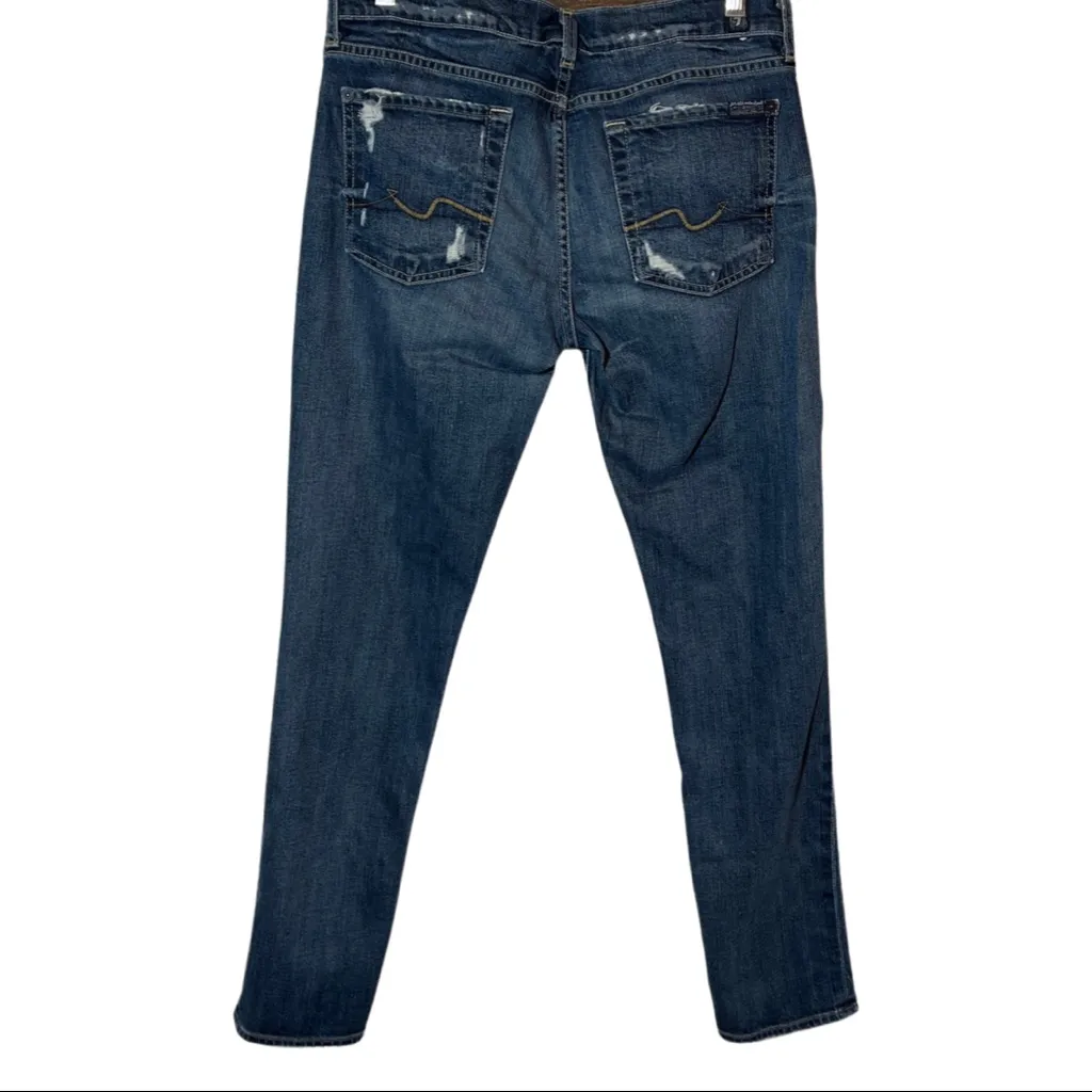 7 for all Mankind Josefina Boyfriend Skinny Slim Jeans size 28 distressed - Image 4