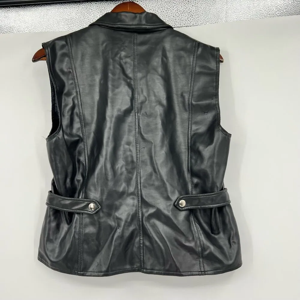Highway Original style lifestyle clothing black vest faux leather moto sz medium - Image 2