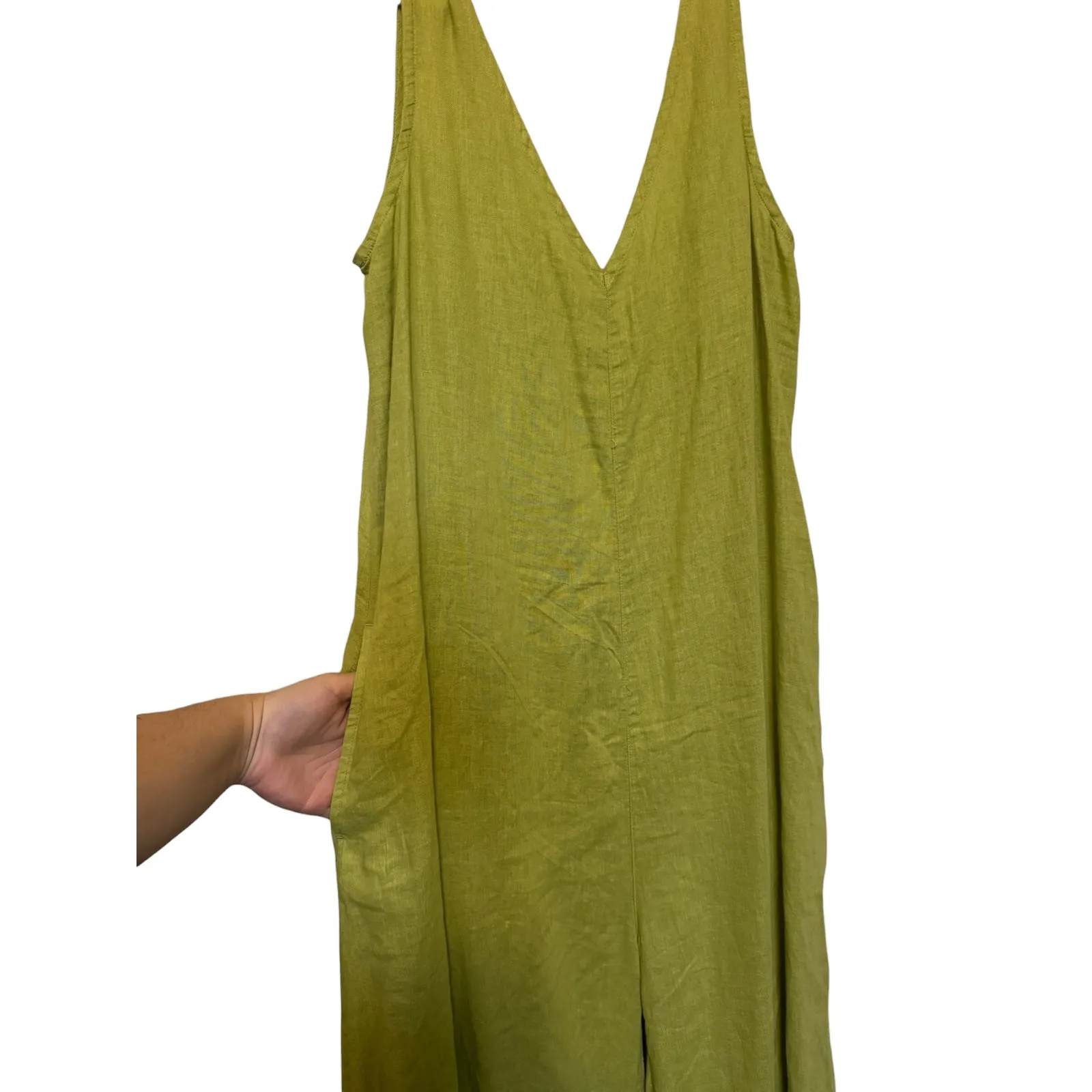 Calypso St. Barth Linen Blend Wide Leg Jumpsuit Lime Green M NWT - Image 3