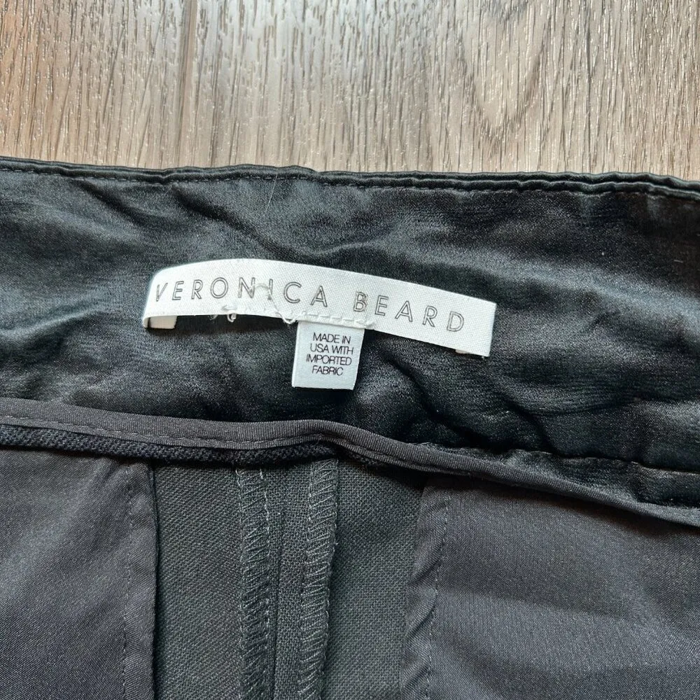 Veronica Beard Satin-Trimmed Crepe Flared High Rise Pants Size 12/14 Tall - Image 5