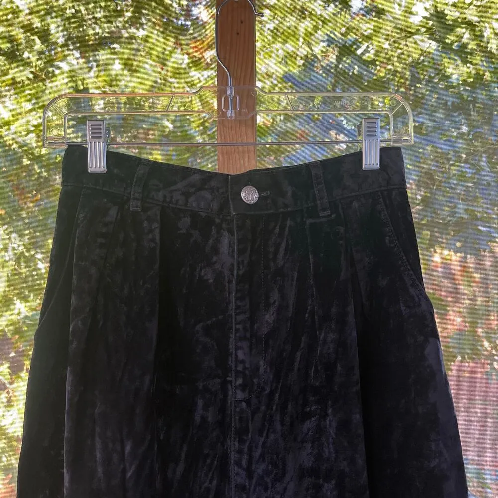 Gotcha Covered Vintage Black Crushed Velvet Maxi Skirt Size 6 - Image 4