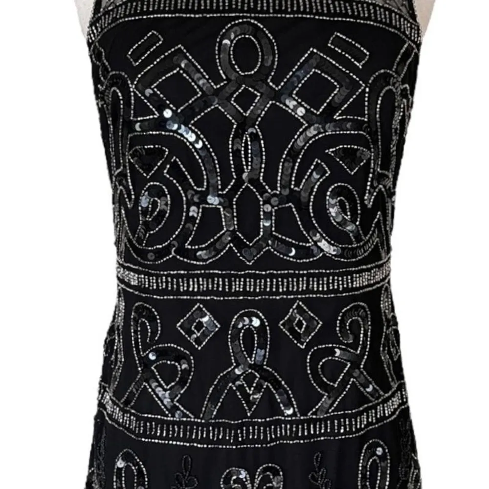 ADRIANNA PAPELL Black Dress Beaded Illusion Sheath Cocktail Mini A-Line 6 NWT - Image 10