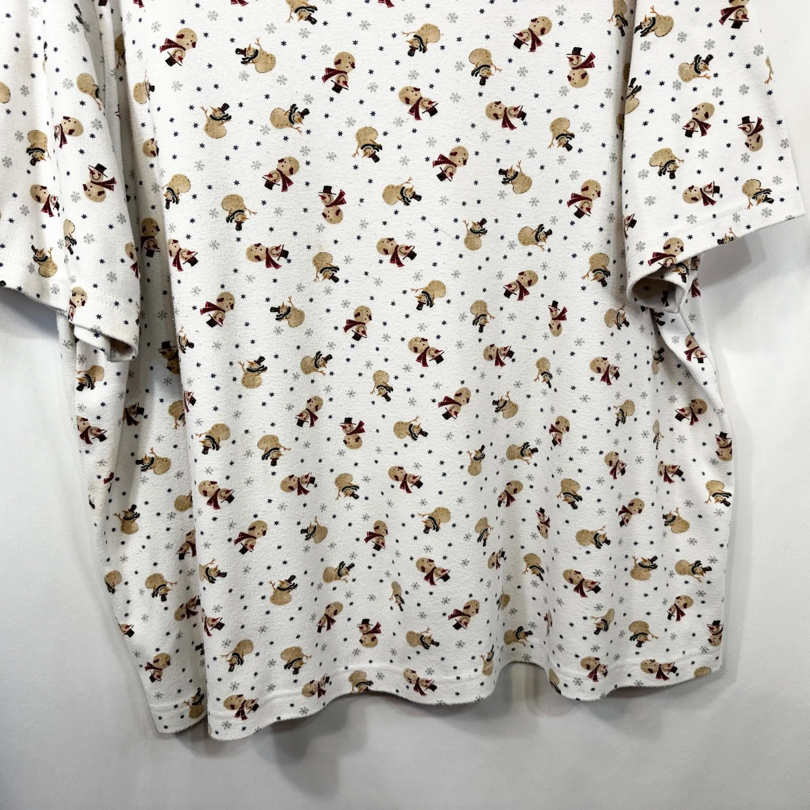 VTG Bobbie Brooks Plus Size 22/24W Top Mock Neck Snowman Christmas Holiday 1791 White - Image 5