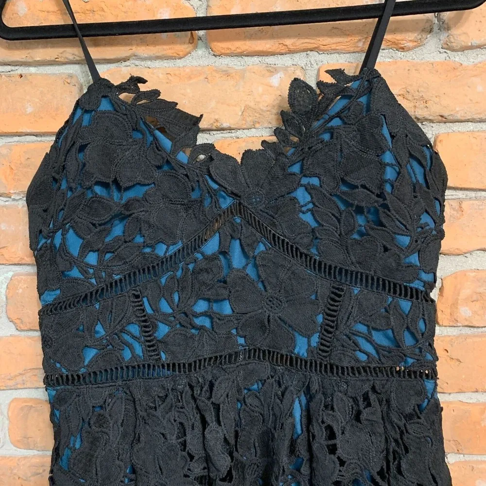 Romeo + Juliet Lace Dress Womens Size Medium Black Atlantic Green Party Cocktail - Image 2