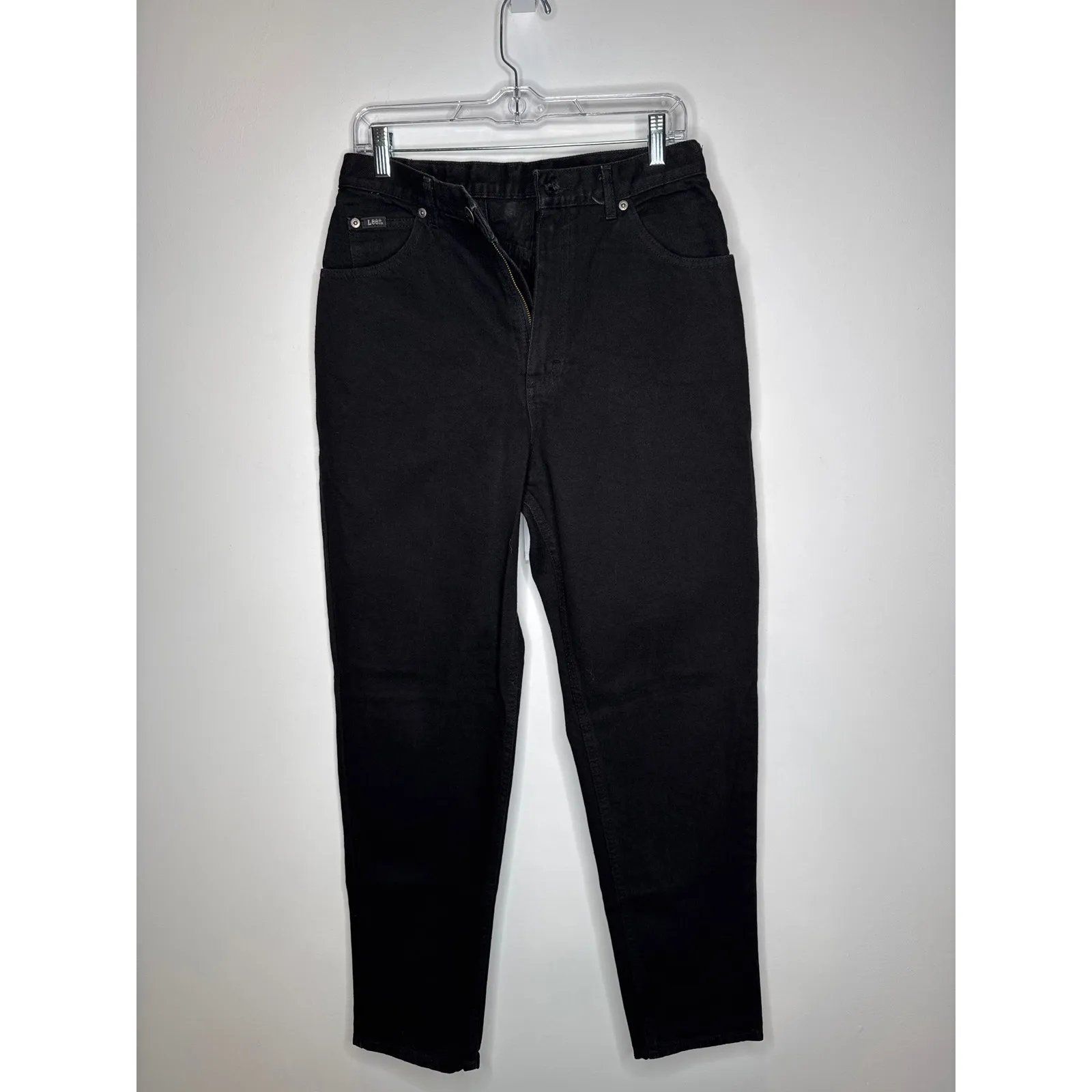 1990s Lee High Waist Black Cotton Mom Jeans 30" Waist - Image 8