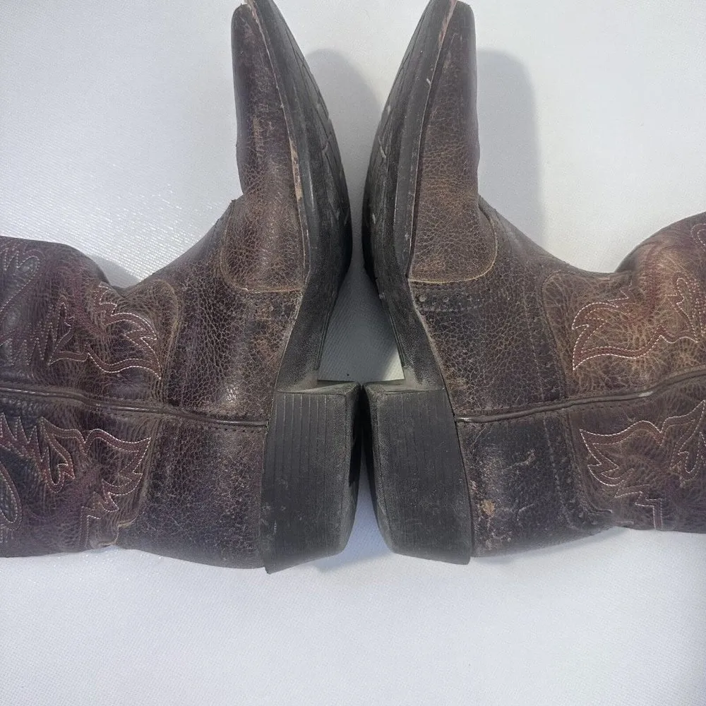 Ariat Boots Womens 5 Brown Western Square Toe Pull On Thick Stitch Low Heel - Image 7