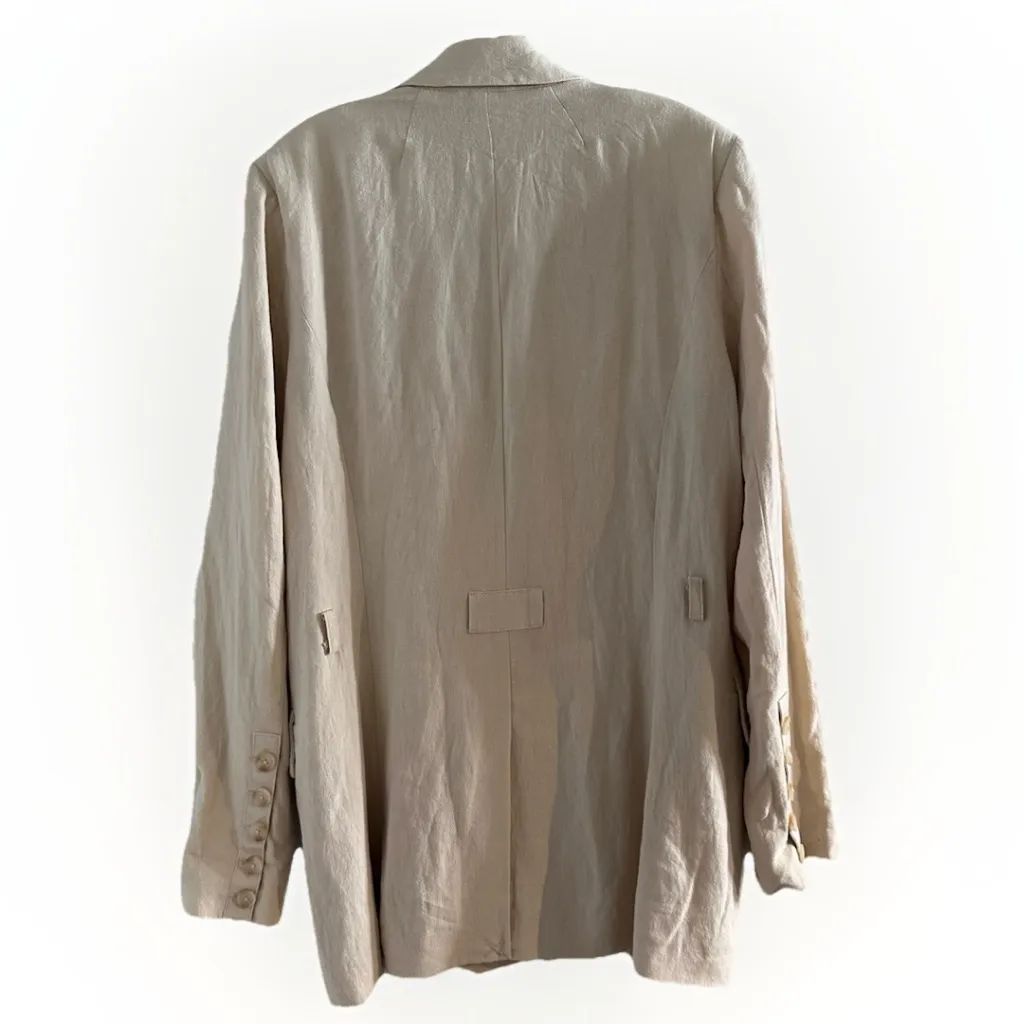 Free People Olivia Blazer in Pebble Linen Blend Double‎ Breasted Jacket M - Image 9