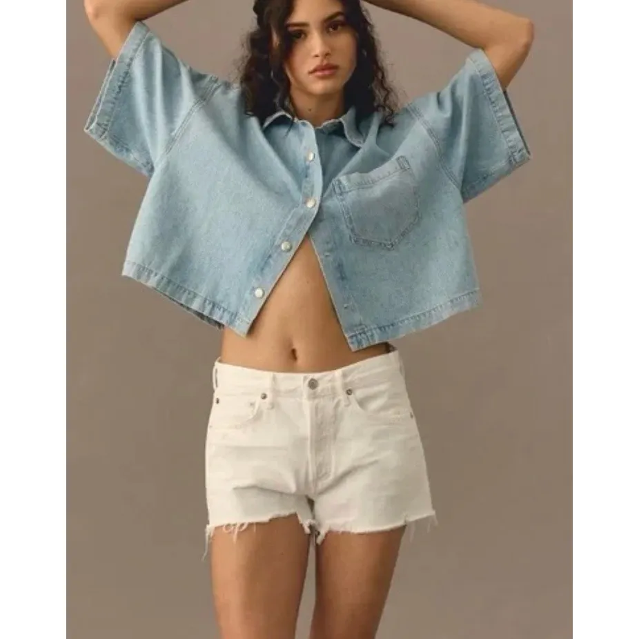 AGOLDE Shorts Womens Size 25 Parker White Denim Cutoff Frayed Hem Distressed - Image 4