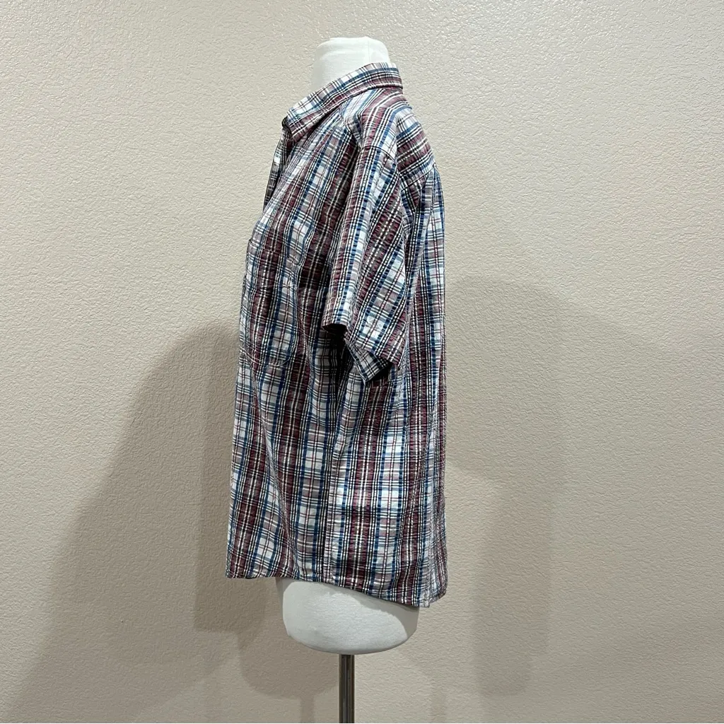 Woolrich Plaid Short Sleeve Button Shirt Size Medium - Image 5