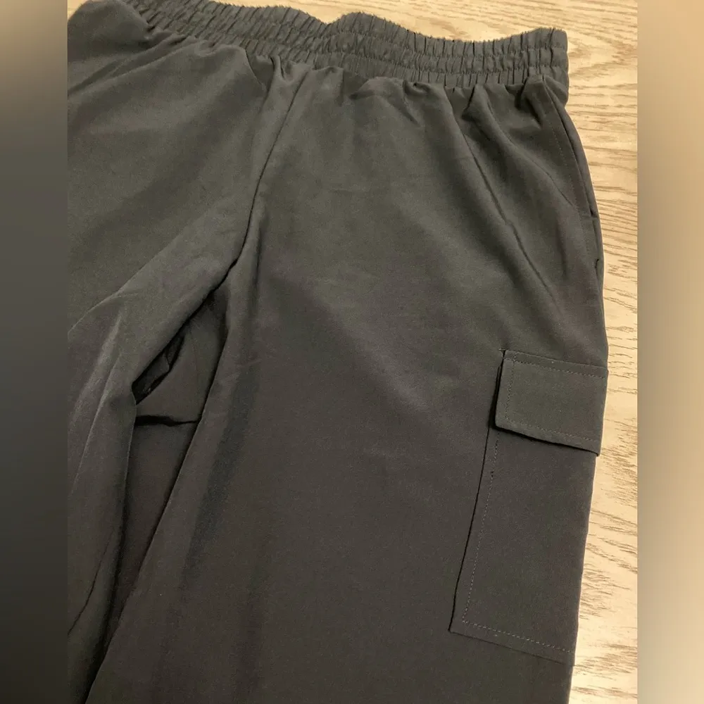 Pink Rose Black Track Pants Relaxed Fit Elastic Waist - Image 7