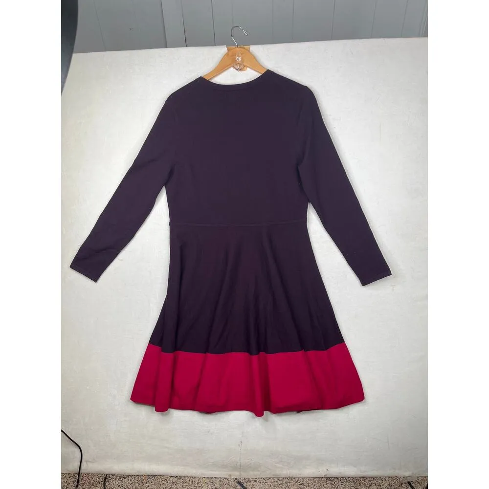 HOBBS LONDON Purple Magenta Macie Color-Block Sweater Dress US size 14 - Image 2