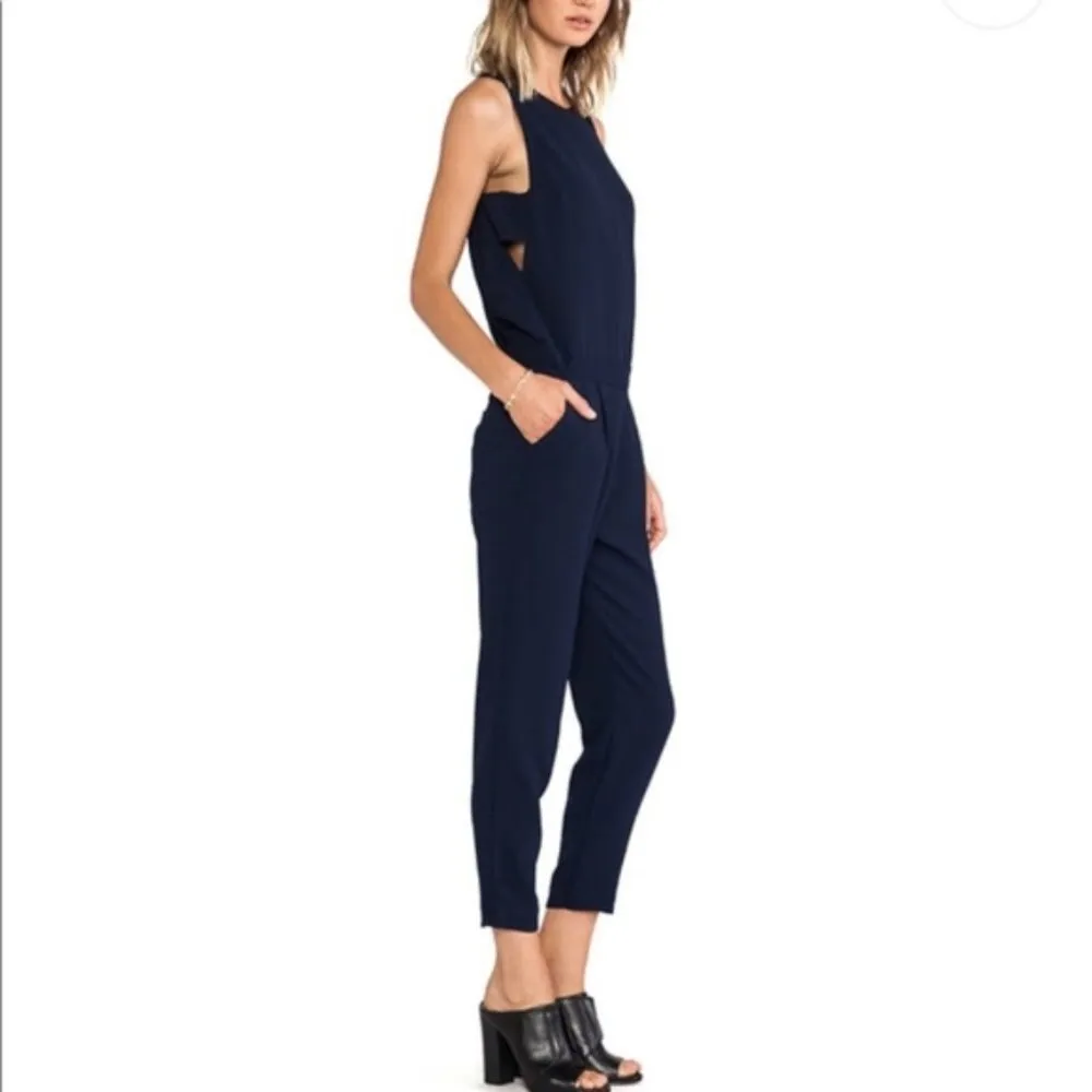 Trina Turk Yasmine‎ Sleeveless Pants Jumpsuit Navy Blue Womens Size 6 - Image 3