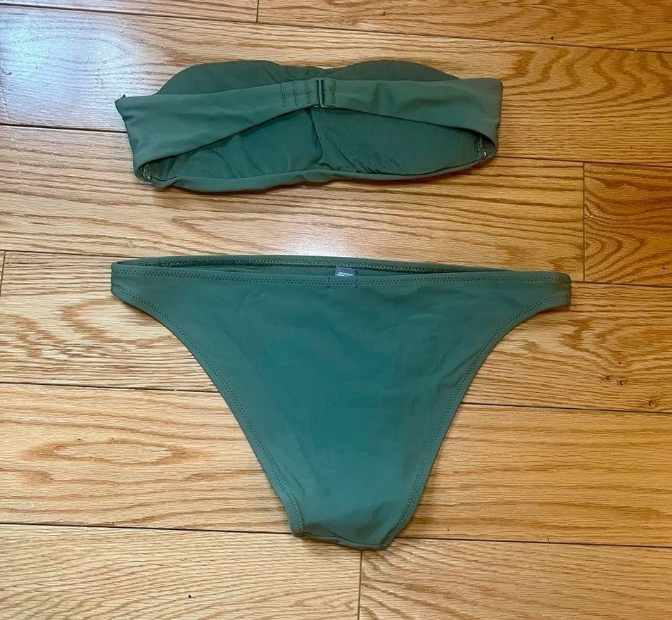 AERIE Green Strapless Bikini Set - Image 4
