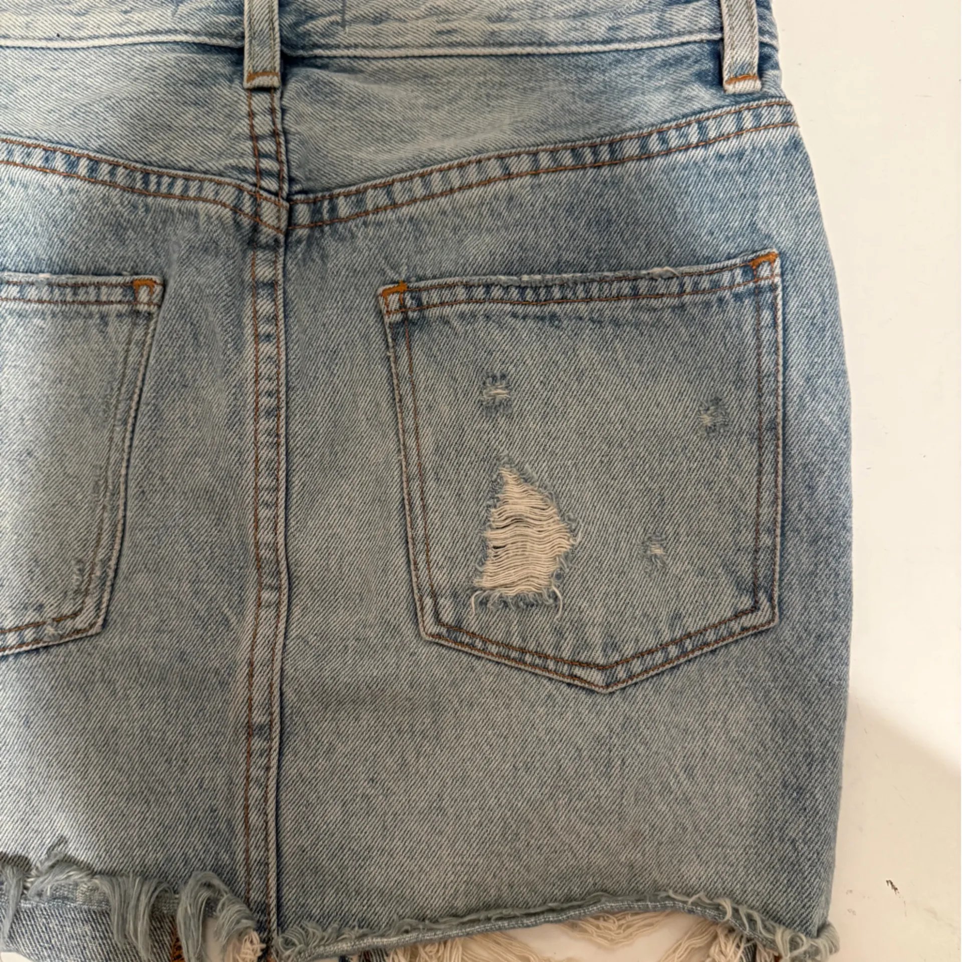 We The Free by Free People Harvest Bell Denim Mini Skirt Distressed 24 Waist - Image 11