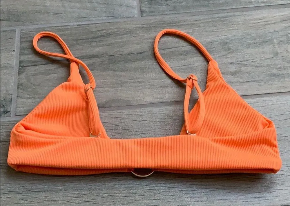 Zaful orange ribbed bikini top - Image 4