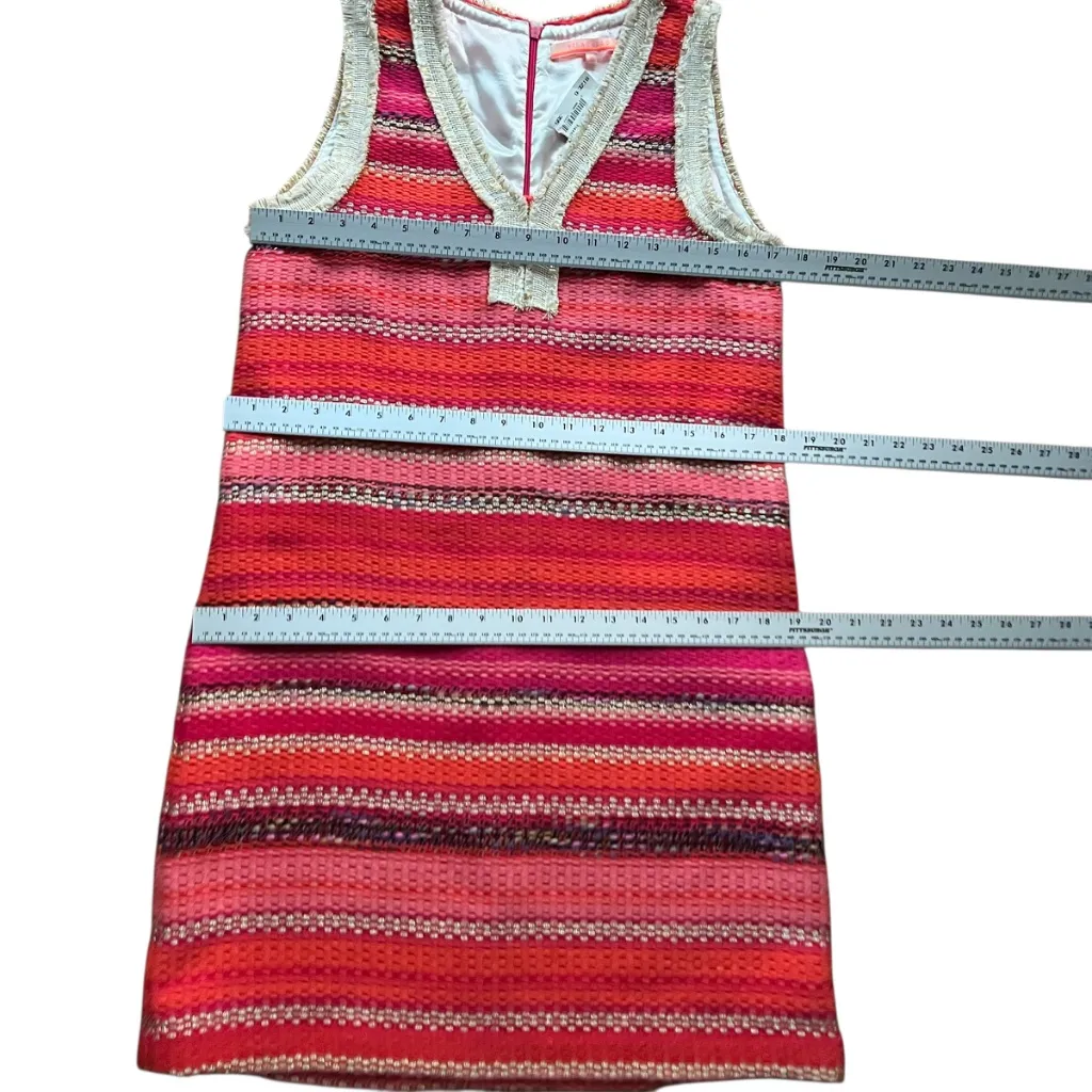 Vilagallo Dress Small Tweed Classic Retro 60s Style 40 Made in Europe Gold Boho Red - Image 11