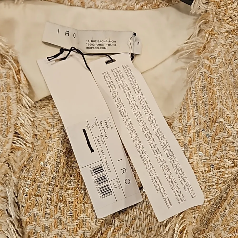 💕IRO💕 Uptown Sparkle Tweed Jacket ~ Beige Bronze EU 34 NWT - Image 15