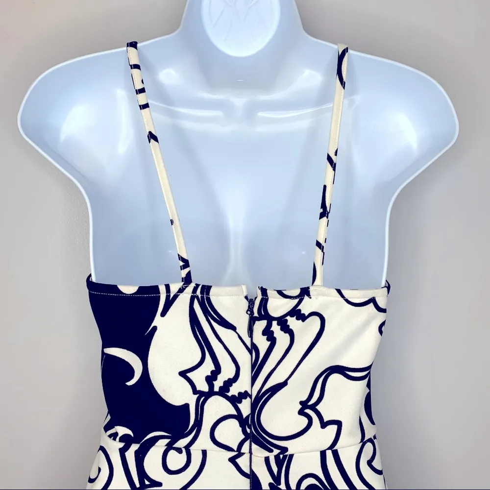Topshop Swirl Print Black White Flared Mini Romper Size 4 - Image 7