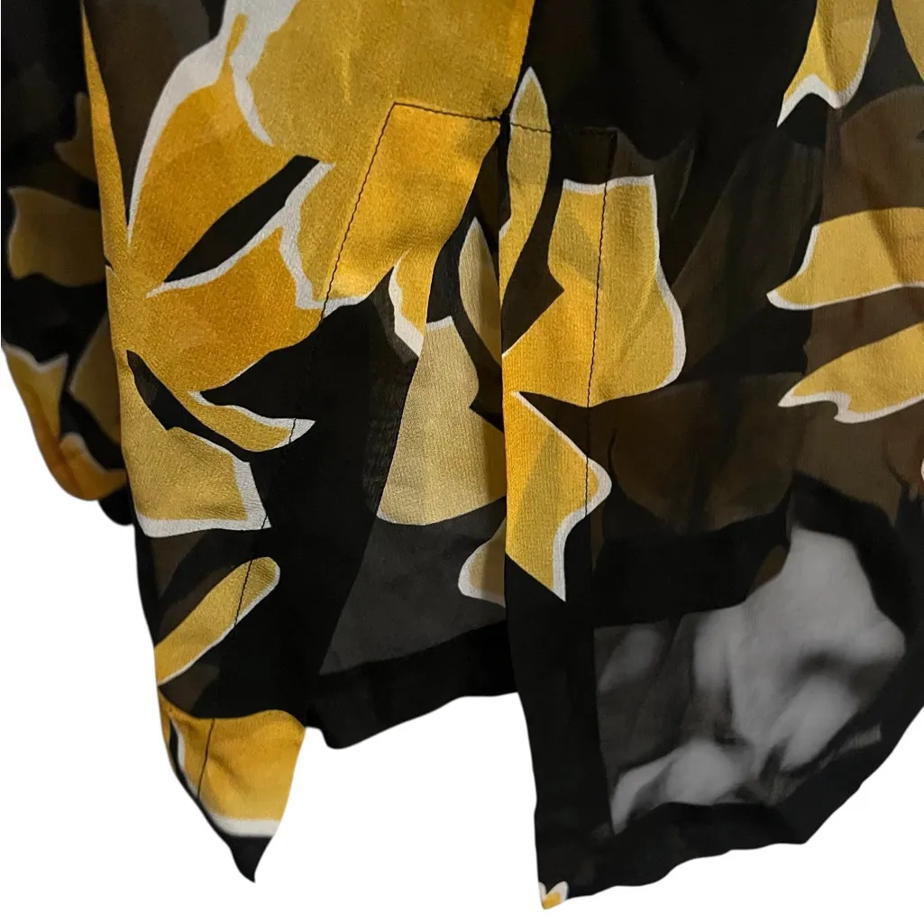 Go by Go Floral button down silk multicolor blouse plus 3X Black - Image 2