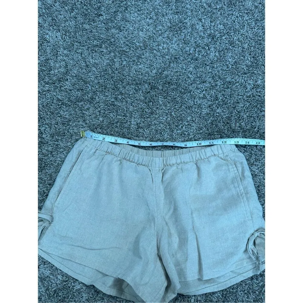 NWT Hollister Linen-Blend Side Bow Soft Shorts Light Brown Beige XXS Pull on - Image 11