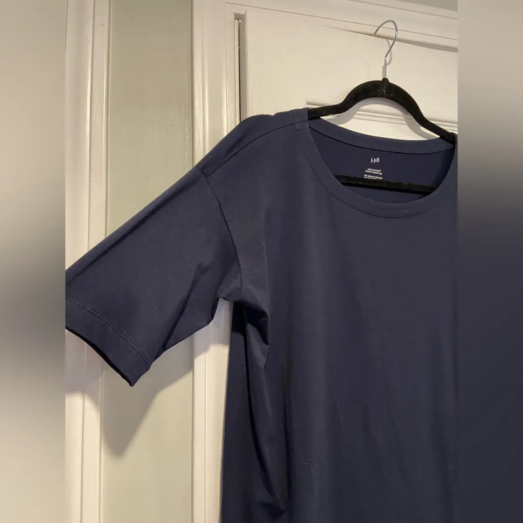 NWT J. Jill Size S Navy Blue Luxe Supima Cotton Elbow Sleeve Tee Shirt Soft - Image 4