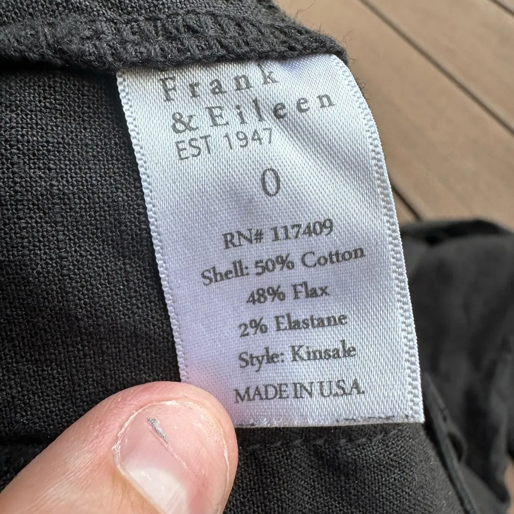 Frank and Eileen KINSALE Black, Italian Performance Linen pants size 0 - Image 3