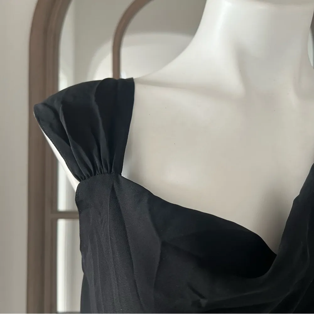 Theory Asymmetric Classic Silk Georgette Black Top, Size S New w/Tag Retail $275 - Image 9