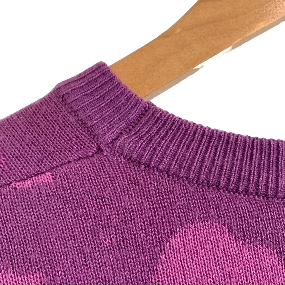 John + Jenn Fionne Flower Print Crop Long Sleeve Floral Sweater Purple Small - Image 10