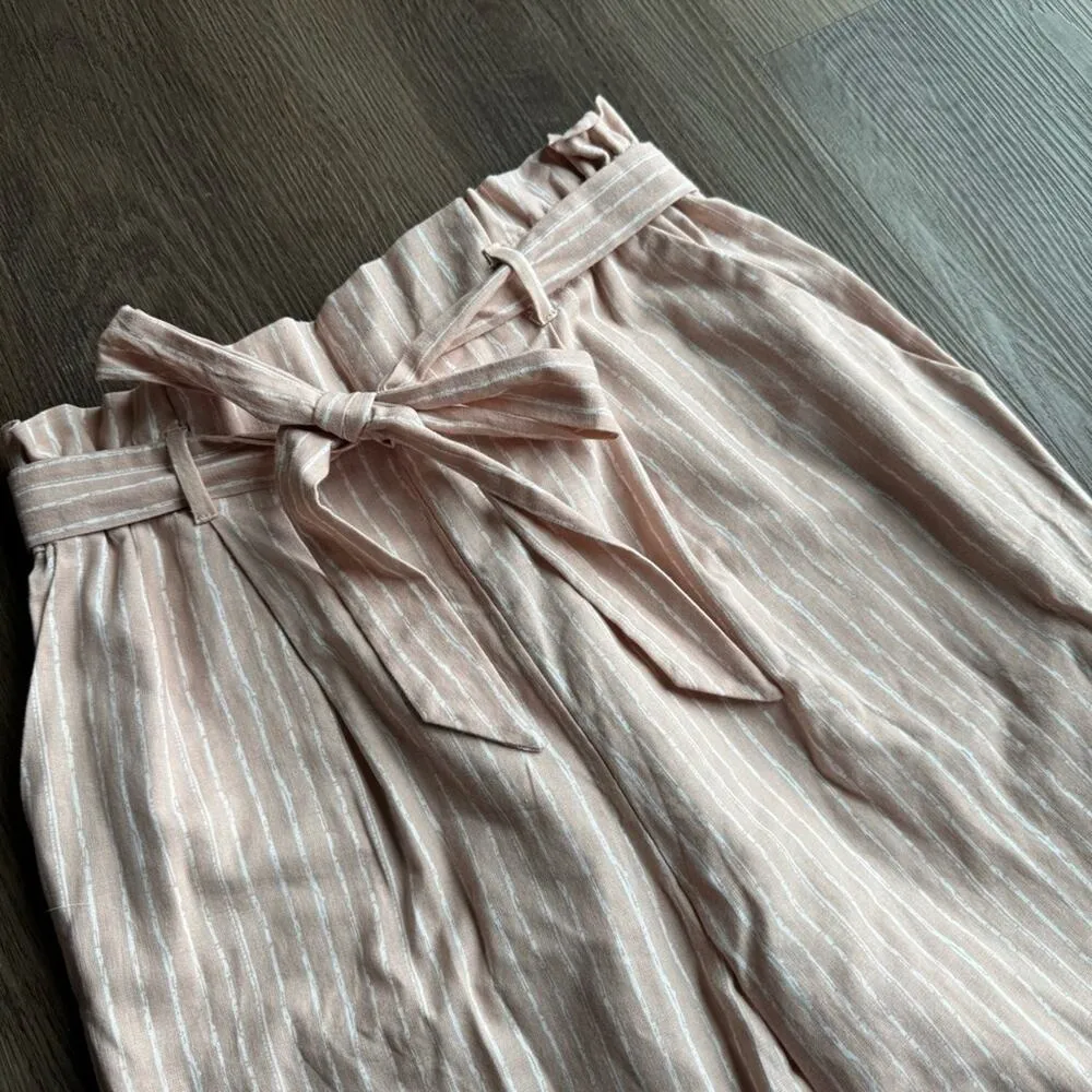 Sienna Sky Paper Bag Waist Pants Striped Bow Tie Womens Size‎ M Medium - Image 2