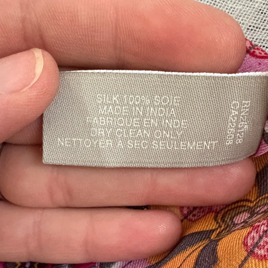 Echo Multicolor Bohemian Silk Blouse Purple Size M - Image 9