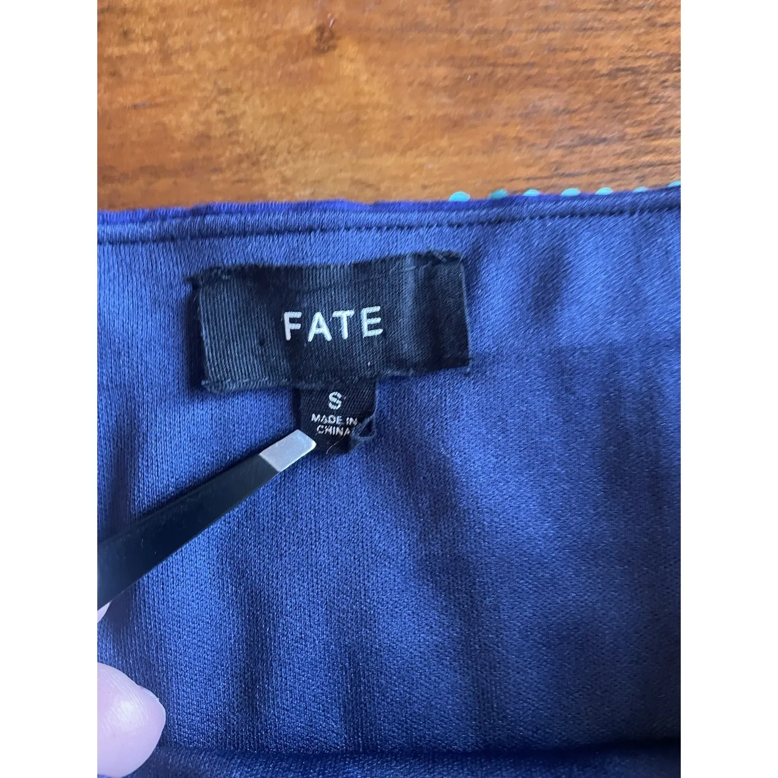 Fate Blue Geometric Sequin‎ Mini Skirt Lined Aztec Beaded Bodycon Party Small - Image 6