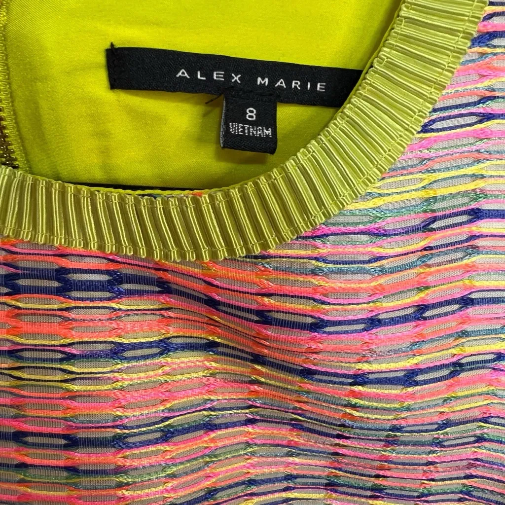 Alex Marie Women’s Sleeveless Dress Exposed Back Gold Zipper Size 8 Pink Green - Image 5