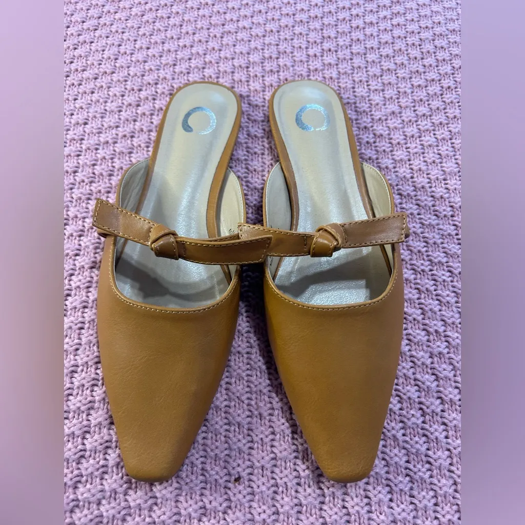 Shoes women . New ,Elegant Brown Mules with Pointed Toe and Low Heel Size 8.5 - Image 4