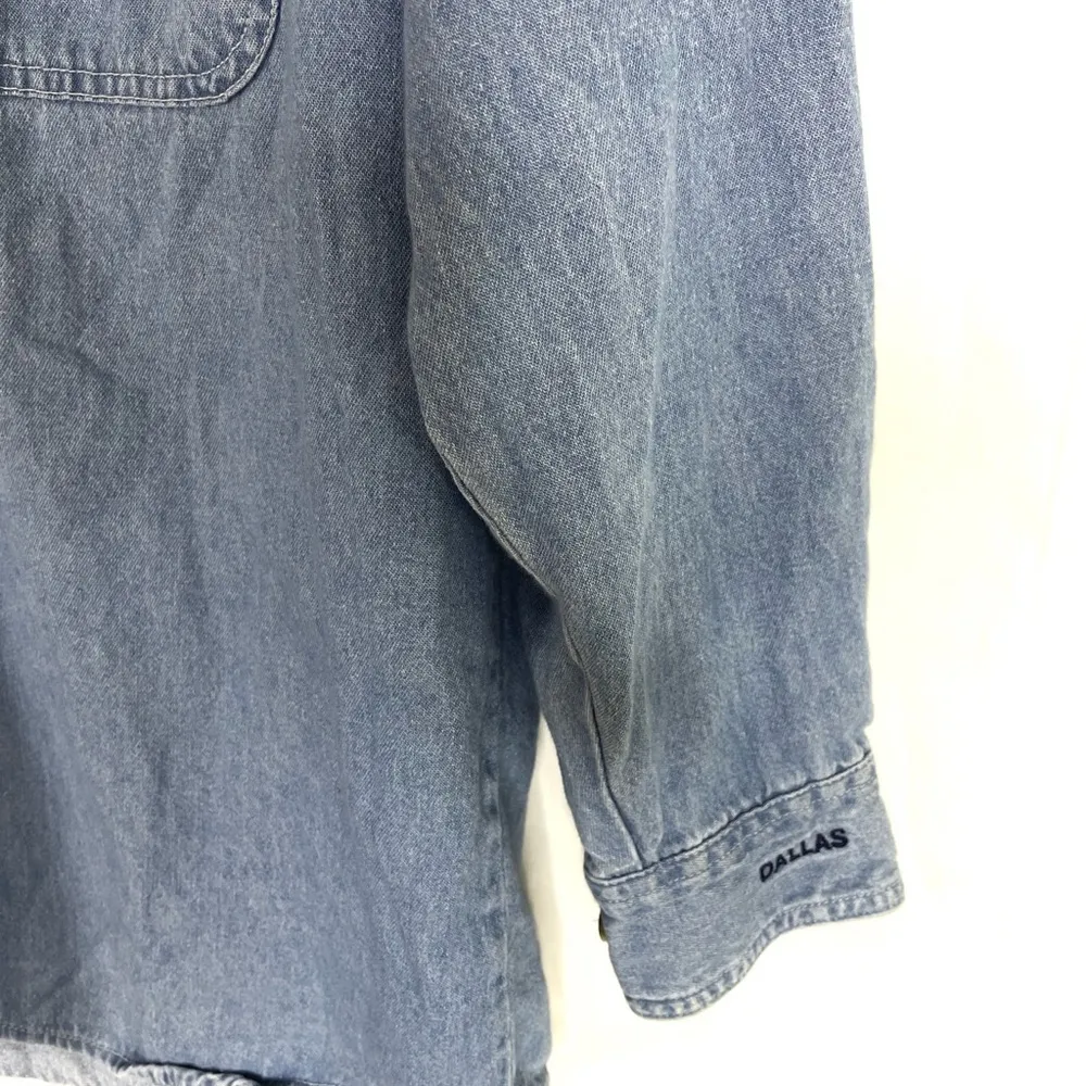 Vintage Hard Rock Cafe Dallas Denim Long Sleeve Button Down Shirt - Image 4