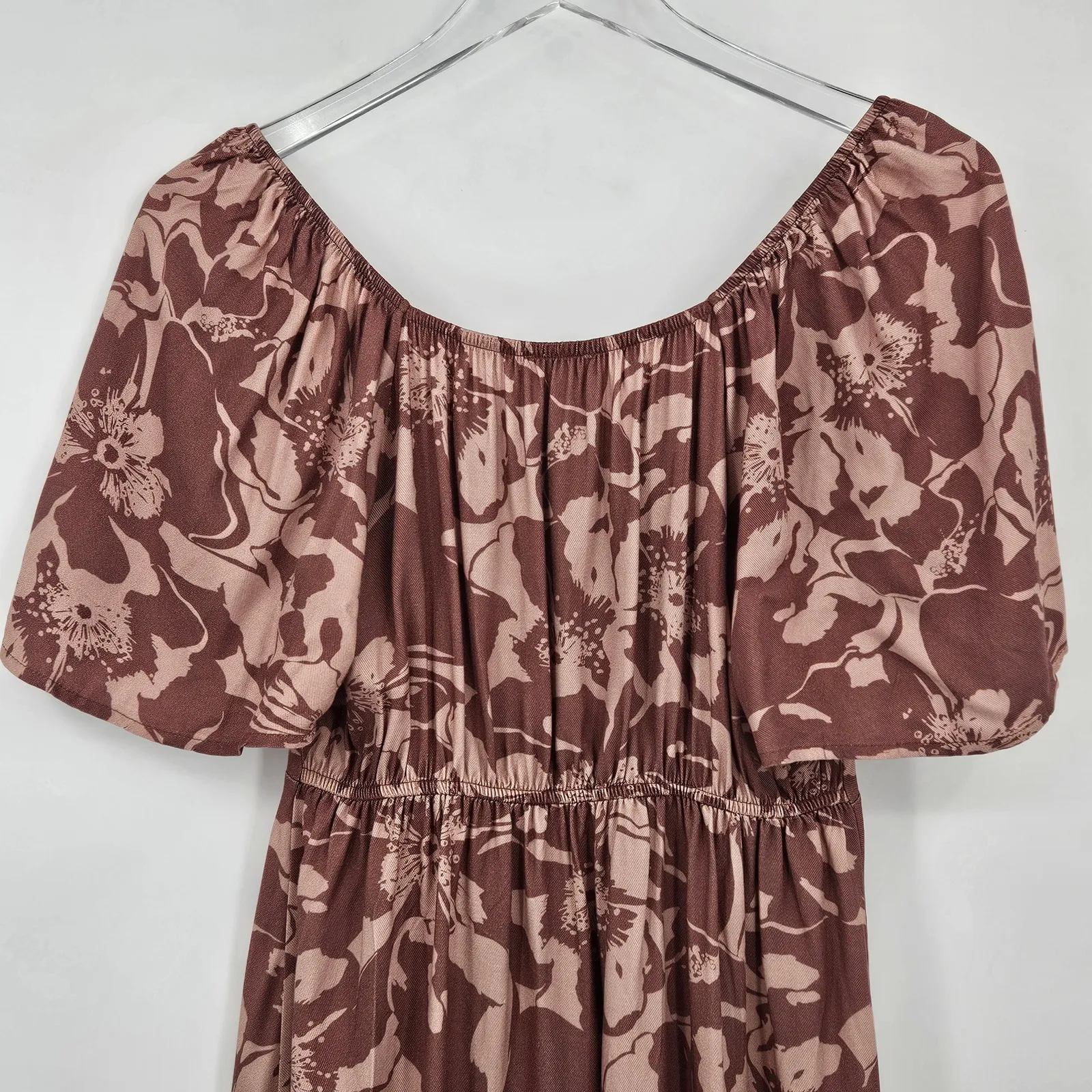 Ingrid + Isabel The Glow Maternity Shower Dress Tan‎ Brown Floral Print Sz Small - Image 6