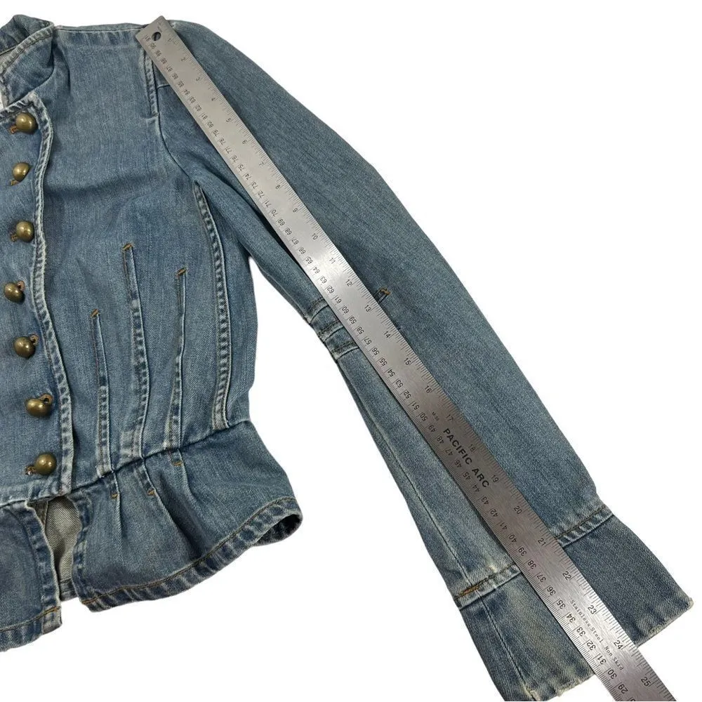 Vintage Marc Jacobs Cropped Peplum Denim Jacket - Image 8
