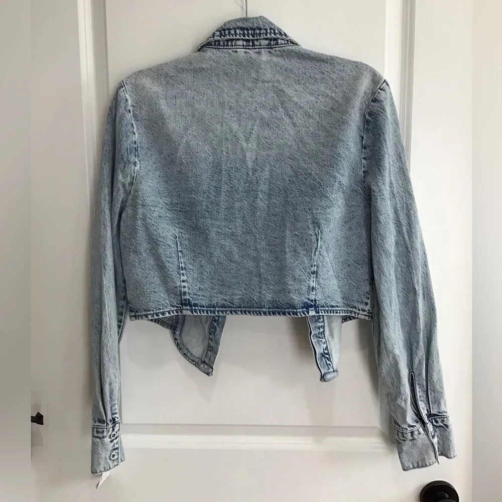 Avec Les Filles Denim Jacket Women Large Acid Waah Light Blue Jean New With Tags - Image 3