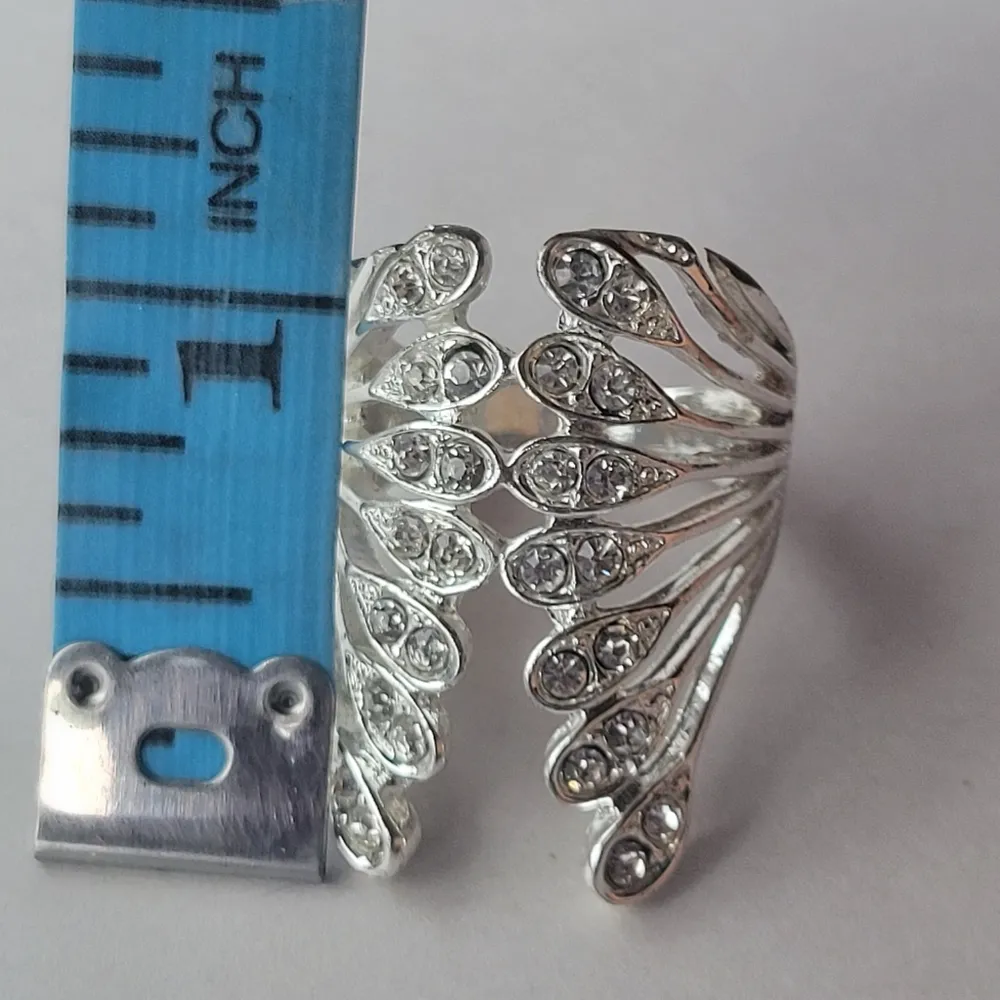 Vintage Bat Wing Unbranded Statement Ring Silver - Image 15