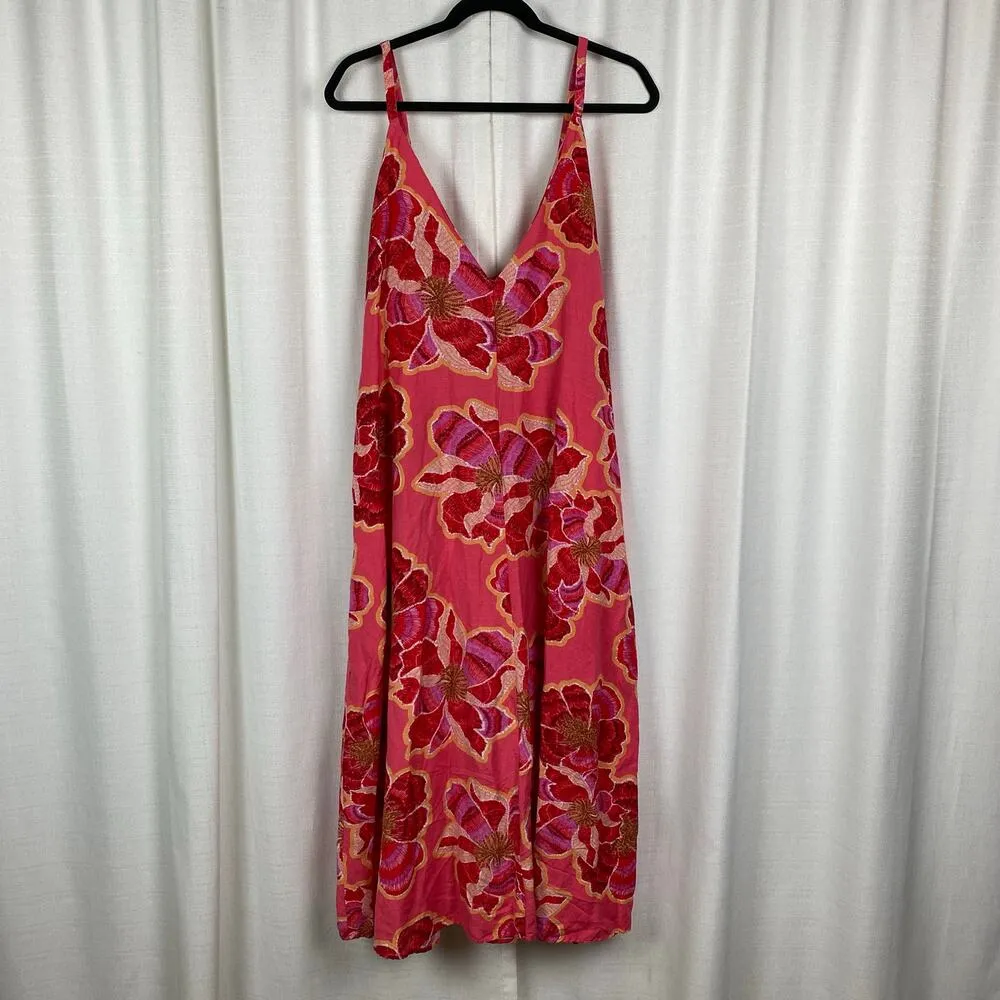 LOFT Pink Textured Floral Line Blend Strappy Maxi Dress Sz.14 - Image 8