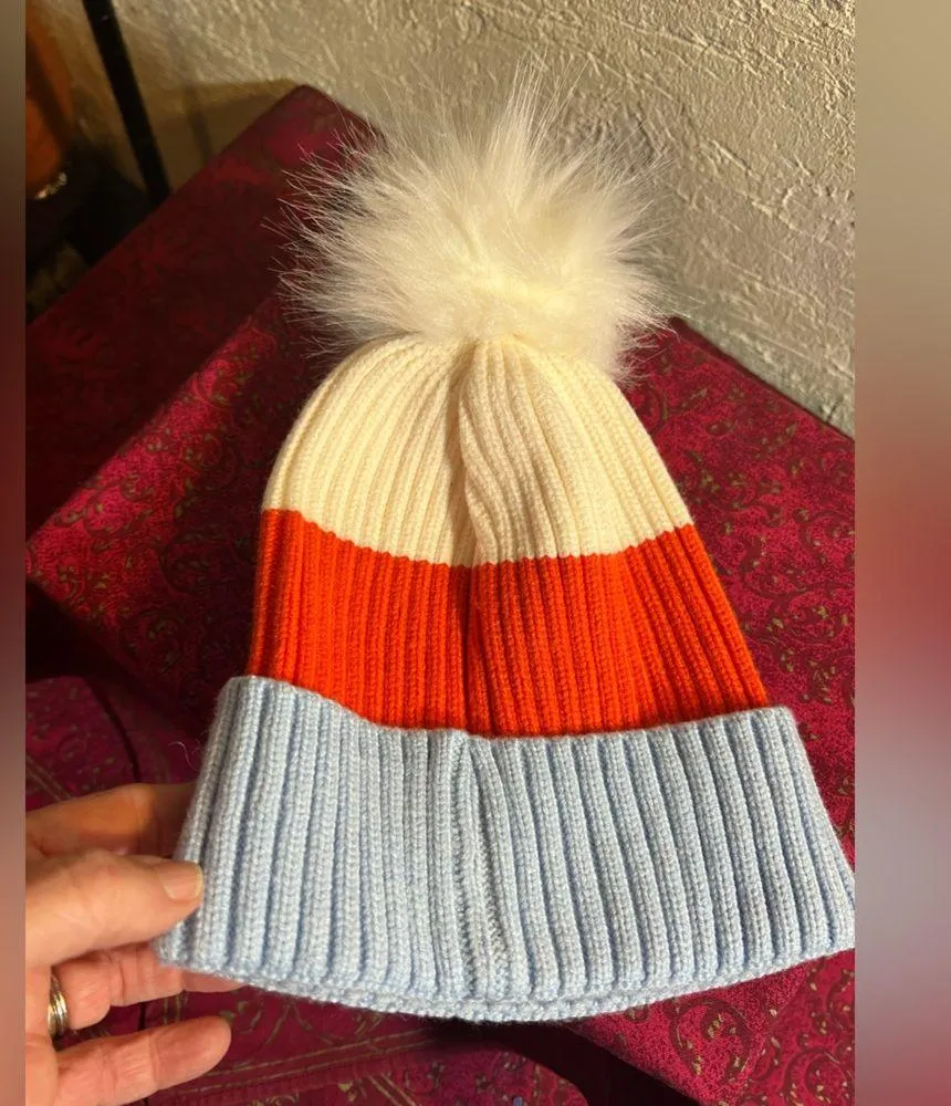 Beanie w pompom by Britts Kids, multi color, red, blue, cream, nwot Red - Image 4