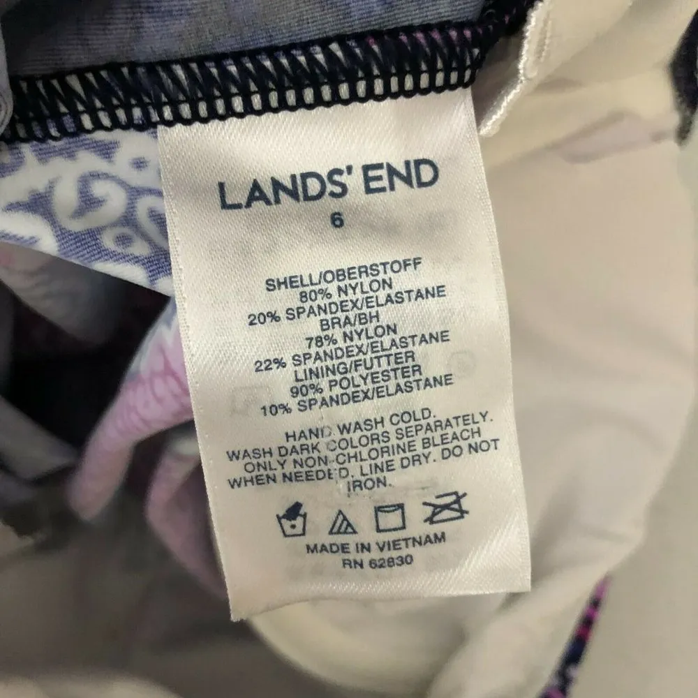 Lands End Tankini Top Underwire Removable Pads Square Neck Striped Purple 6 - Image 3