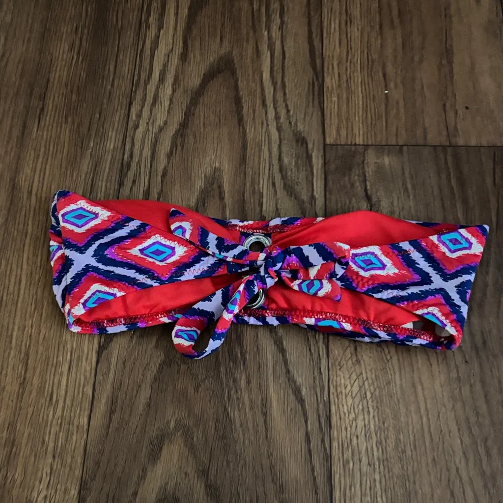 Cremieux Colorful Geometric Print Bandeau swim Top - Image 3